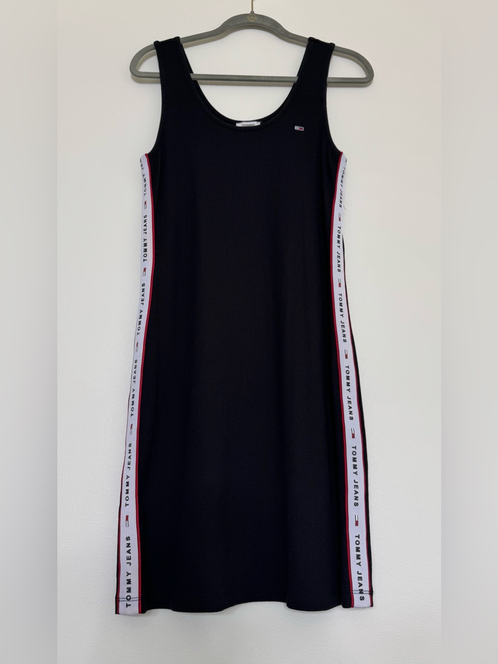 Tommy Hilfiger Black Midi Tank Dress with Branded Side